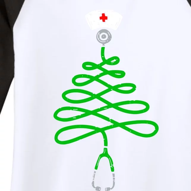 Stethoscope Christmas Tree Nurse Christmas Scrub Top Xmas Women's Tri-Blend 3/4-Sleeve Raglan Shirt