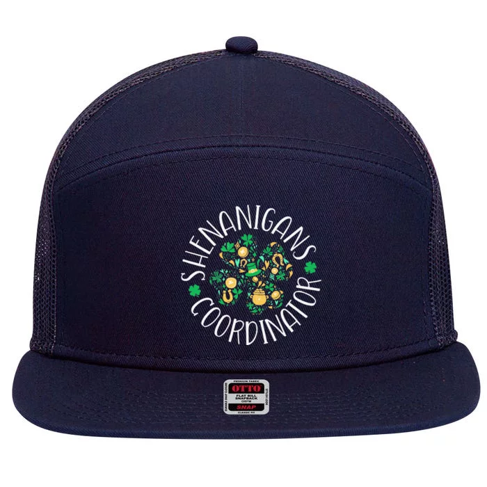 Shenanigans Coordinator Teacher St Patricks Day Shamrock 7 Panel Mesh Trucker Snapback Hat