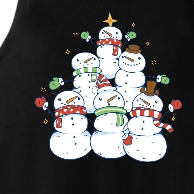 Snowman Christmas Tree Cute Holiday Ladies Tri-Blend Wicking Tank