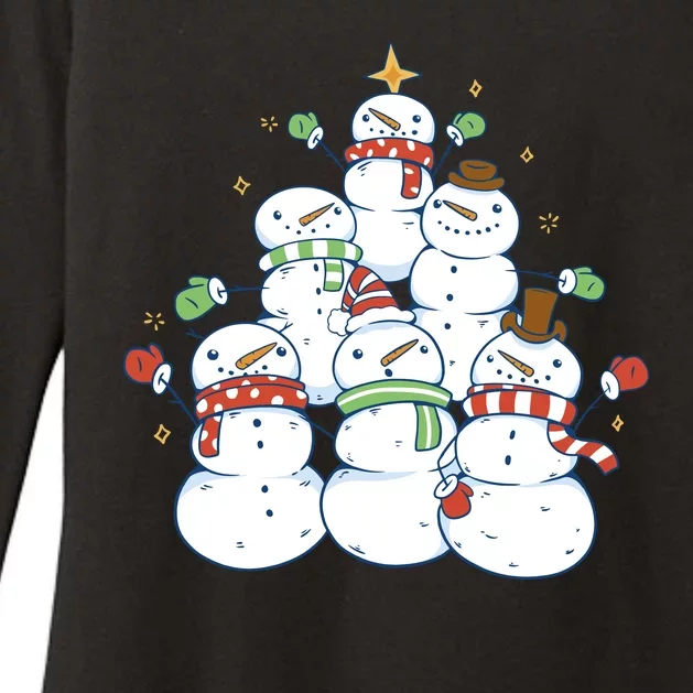 Snowman Christmas Tree Cute Holiday Womens CVC Long Sleeve Shirt