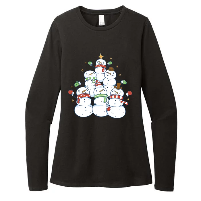 Snowman Christmas Tree Cute Holiday Womens CVC Long Sleeve Shirt