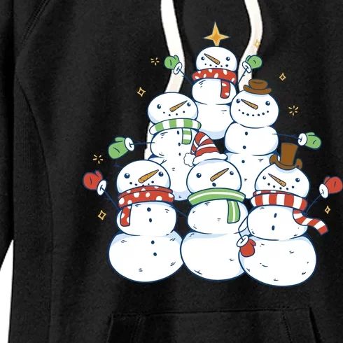 Snowman Christmas Tree Cute Holiday Women's Fleece Hoodie