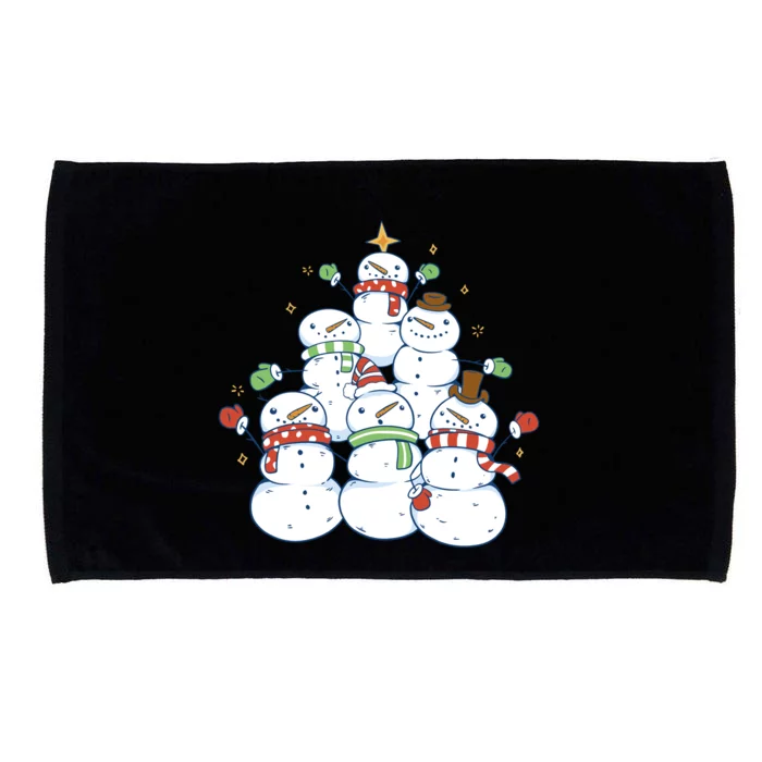 Snowman Christmas Tree Cute Holiday Microfiber Hand Towel