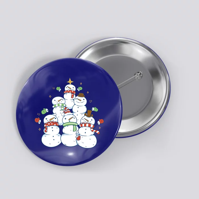 Snowman Christmas Tree Cute Holiday Button