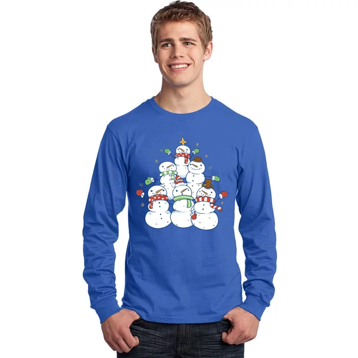 Snowman Christmas Tree Cute Holiday Tall Long Sleeve T-Shirt