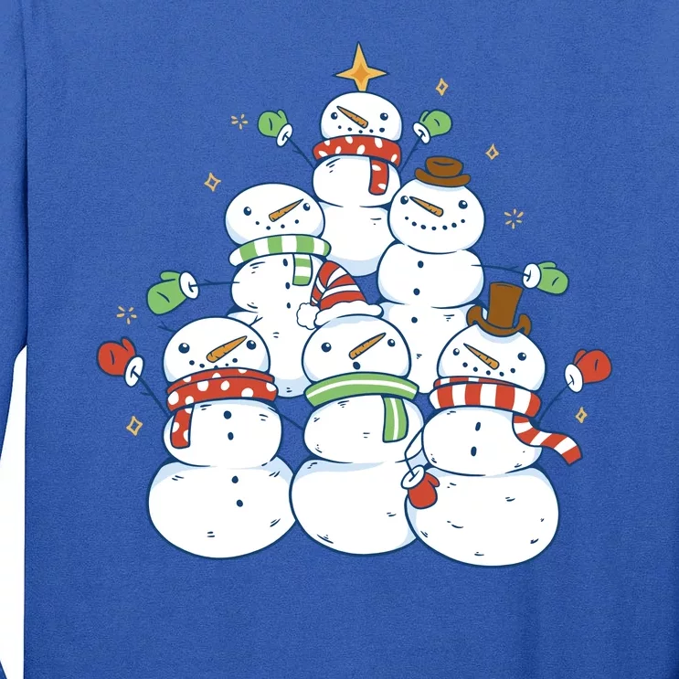 Snowman Christmas Tree Cute Holiday Tall Long Sleeve T-Shirt