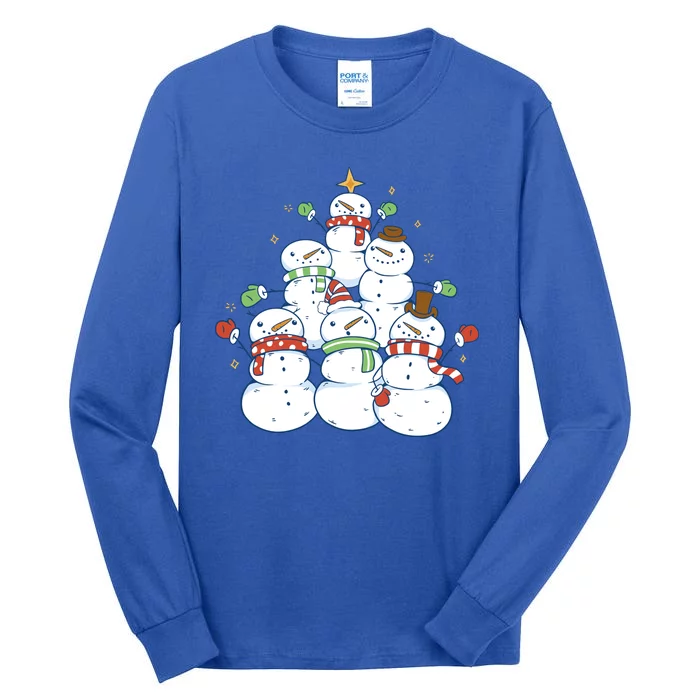 Snowman Christmas Tree Cute Holiday Tall Long Sleeve T-Shirt