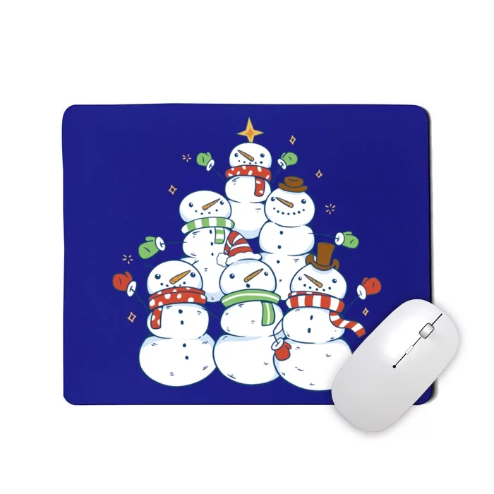 Snowman Christmas Tree Cute Holiday Mousepad