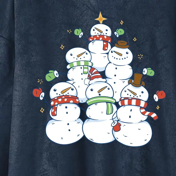 Snowman Christmas Tree Cute Holiday Hooded Wearable Blanket