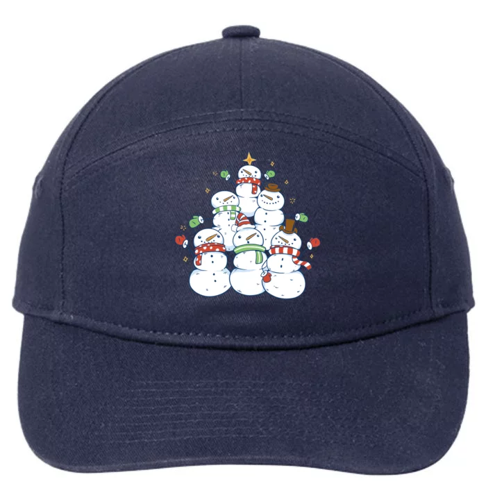 Snowman Christmas Tree Cute Holiday 7-Panel Snapback Hat