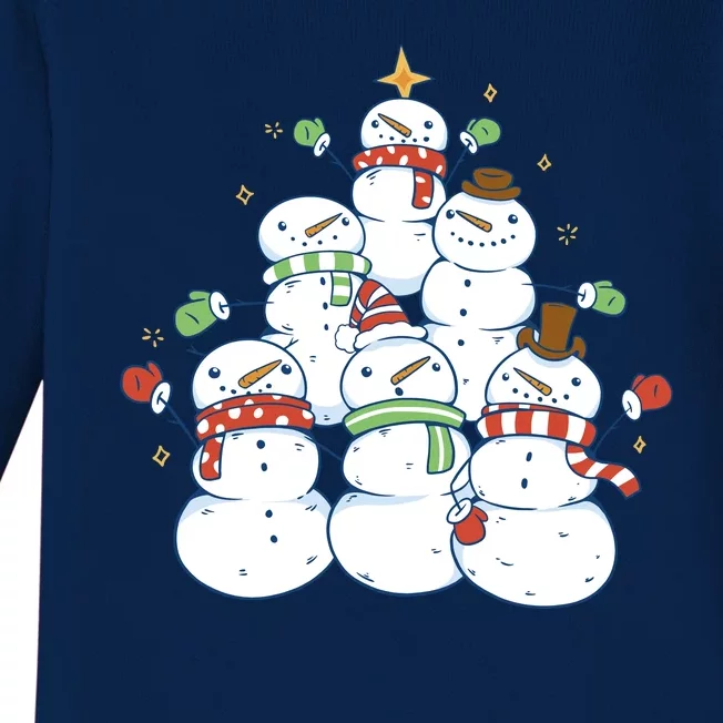 Snowman Christmas Tree Cute Holiday Baby Long Sleeve Bodysuit