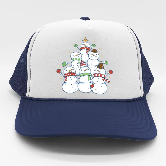 Snowman Christmas Tree Cute Holiday Trucker Hat