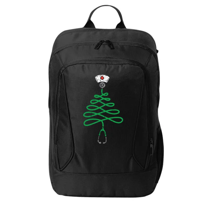 Stethoscope Christmas Tree Nurse Christmas Scrub Top Xmas City Backpack