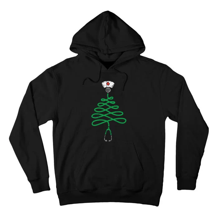 Stethoscope Christmas Tree Nurse Christmas Scrub Top Xmas Tall Hoodie