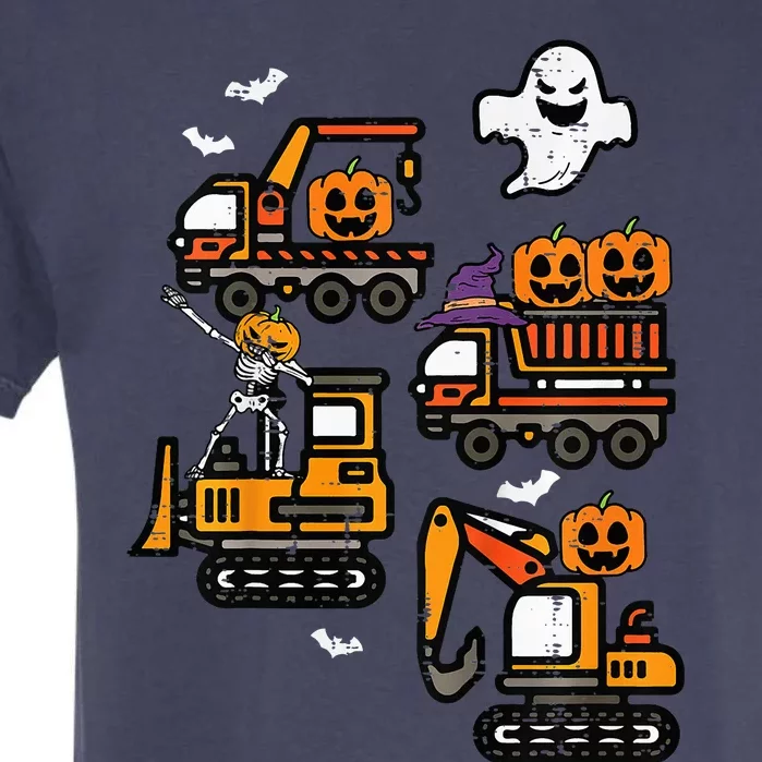 Spooky Construction Trucks Halloween Costume Garment-Dyed Heavyweight T-Shirt