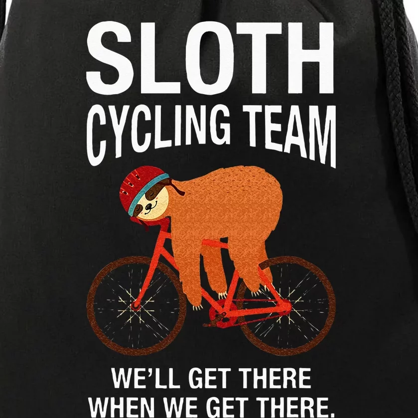 Sloth Cycling Team Funny Lazy Sloth On A Bike Bicycle Drawstring Bag