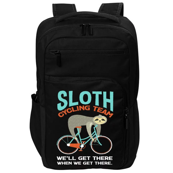 Sloth Cycling Team Lazy Sloth Bike Biker Funny Bicycle Impact Tech Backpack