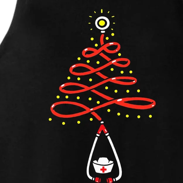 Stethoscope Christmas Tree Nurse Christmas Scrub Xmas Ladies Tri-Blend Wicking Tank