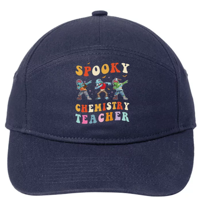 Spooky Chemistry Teacher Zombie Groovy Halloween Ghost 7-Panel Snapback Hat