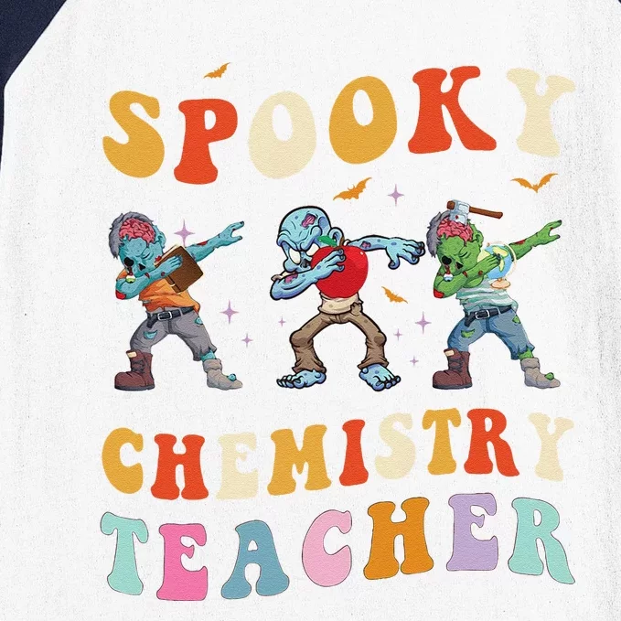 Spooky Chemistry Teacher Zombie Groovy Halloween Ghost Baseball Sleeve Shirt