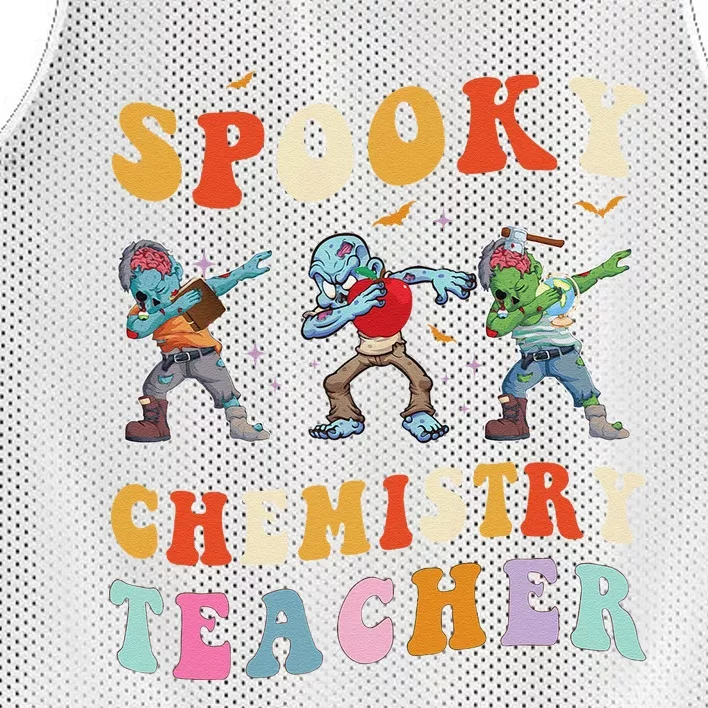 Spooky Chemistry Teacher Zombie Groovy Halloween Ghost Mesh Reversible Basketball Jersey Tank