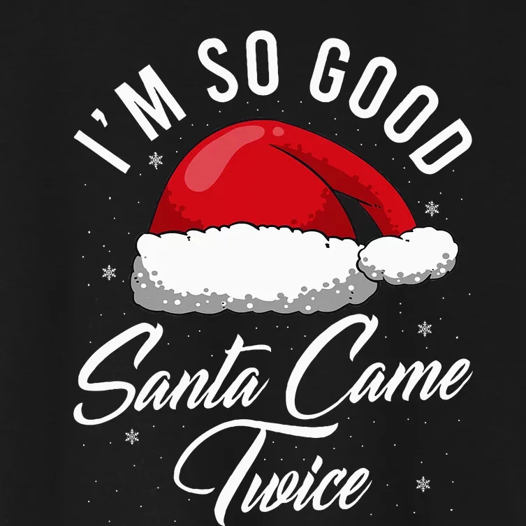 Santa Came Twice Funny Christmas Joke Women's Crop Top Tee