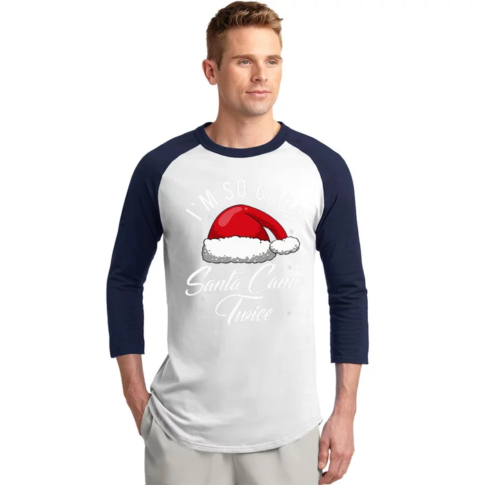 Santa Came Twice Funny Christmas Joke Baseball Sleeve Shirt