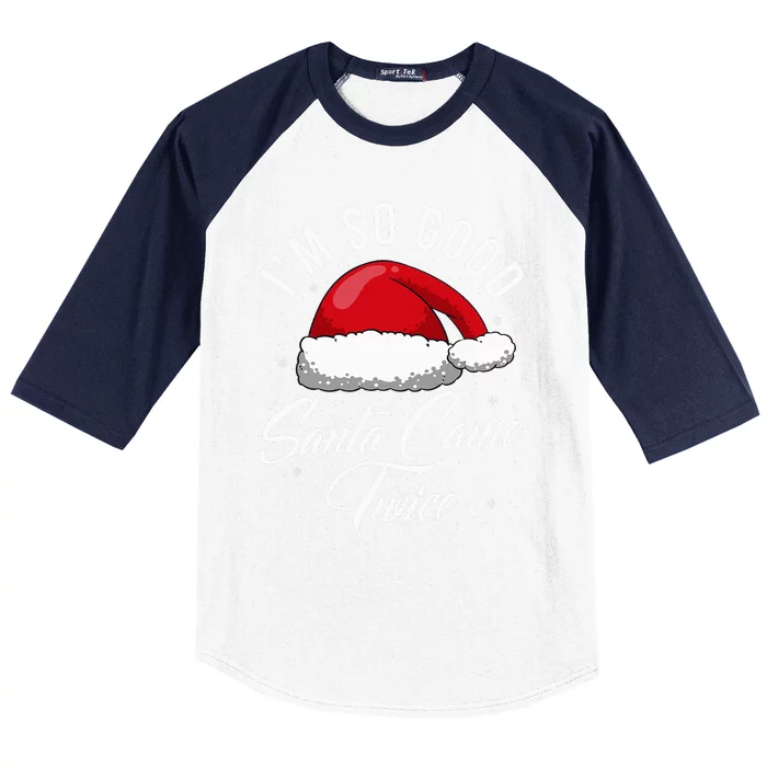 Santa Came Twice Funny Christmas Joke Baseball Sleeve Shirt