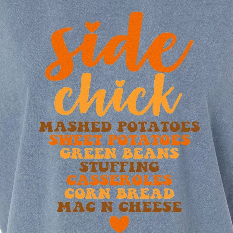 Side Chick Thanksgiving Funny Retro Food Dishes Mac Cheese Garment-Dyed Women's Muscle Tee