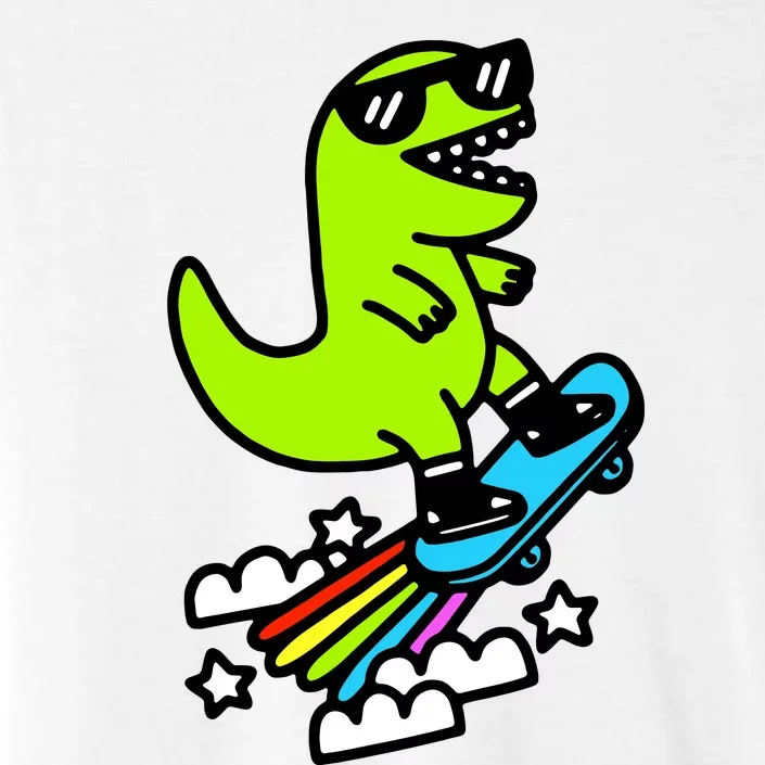 Super Cool Trex Dinosaur Taking Skateboard ChromaSoft Performance T-Shirt