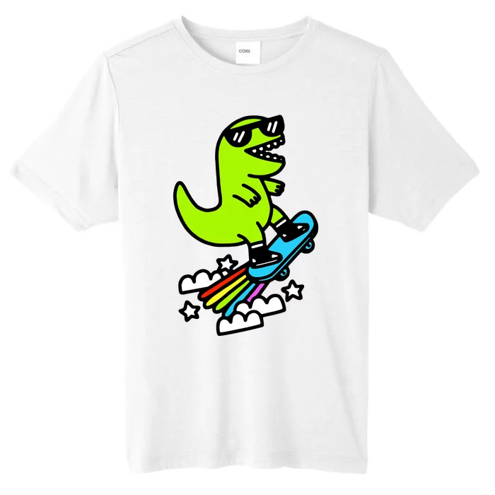 Super Cool Trex Dinosaur Taking Skateboard ChromaSoft Performance T-Shirt