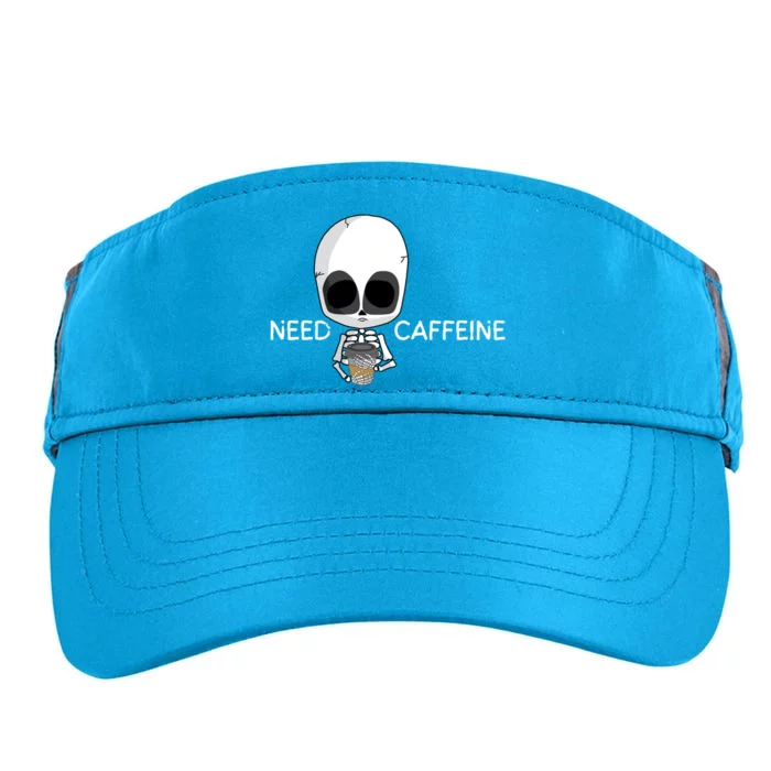 Skeleton Coffee Tea Cup Need Caffeine Funny S And S Gift Adult Drive Performance Visor