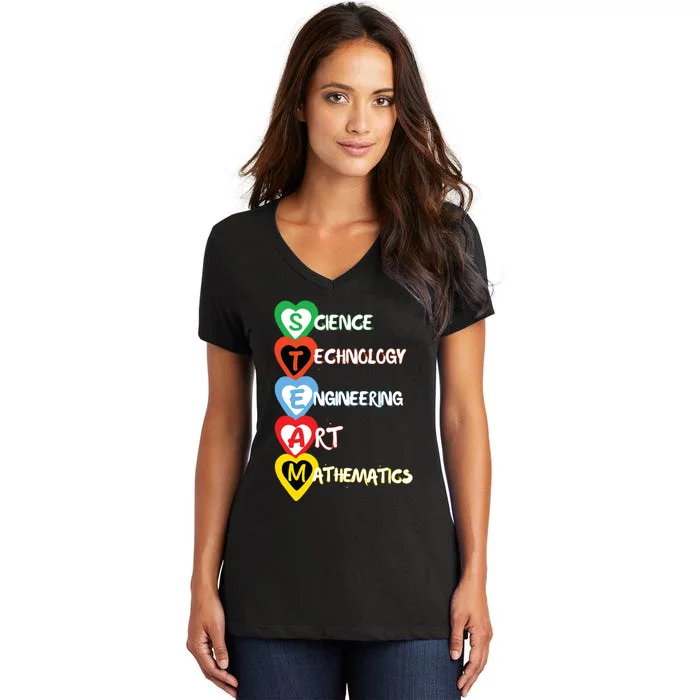 Steam Colorful Technical Sciences And Creativity Women's V-Neck T-Shirt