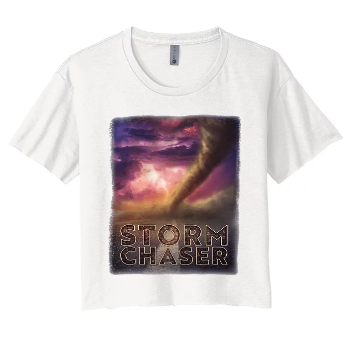 Storm Chaser Tornado Picture Weather Meteorologist Women's Crop Top Tee