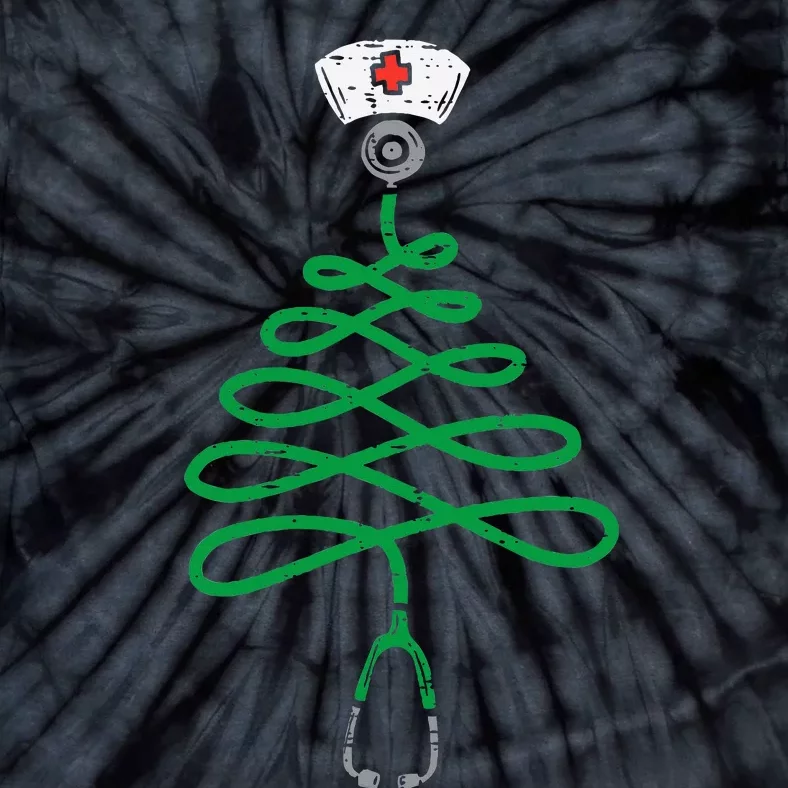 Stethoscope Christmas Tree Nurse Christmas  Xmas Tie-Dye T-Shirt