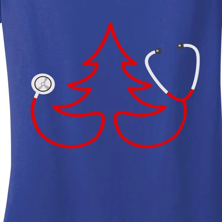 Stethoscope Christmas Tree Doctors Holiday Nurses Holiday Gift Women's V-Neck T-Shirt