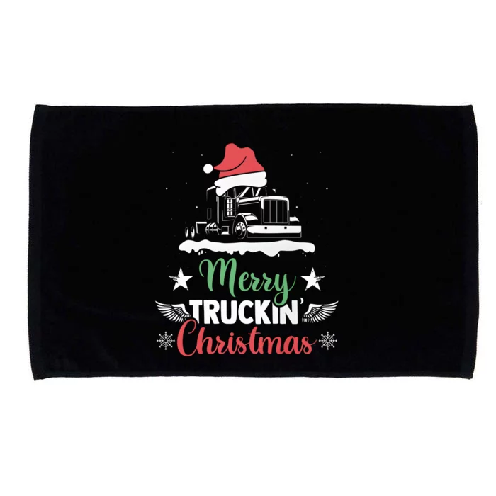 Santa Claus Truck Driver Merry Truckin Christmas Microfiber Hand Towel