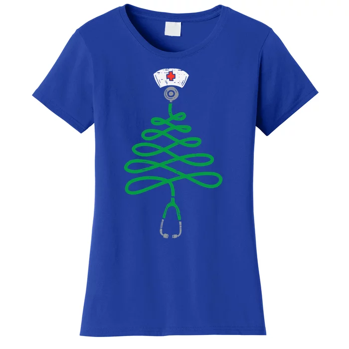 Stethoscope Christmas Tree Nurse Christmas Pajamas Xmas Pjs Gift Women's T-Shirt