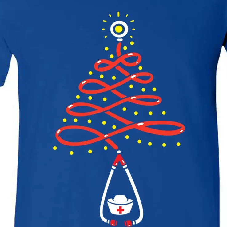 Stethoscope Christmas Tree Nurse Christmas Scrub Xmas Gift V-Neck T-Shirt