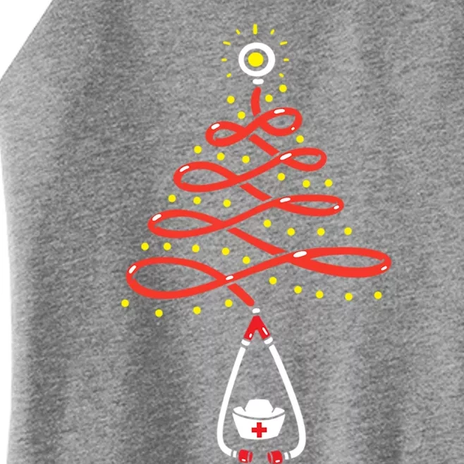 Stethoscope Christmas Tree Nurse Christmas Scrub Xmas Gift Women’s Perfect Tri Rocker Tank