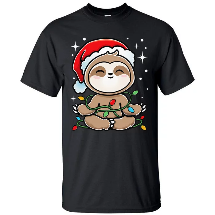 Sloth Christmas Tree Lights Kawaii Sloth Adorable Tall T-Shirt