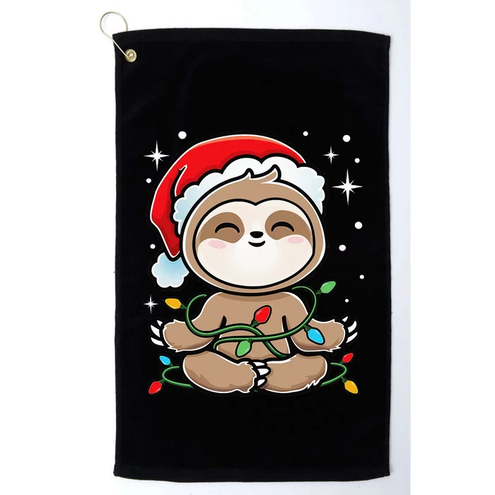 Sloth Christmas Tree Lights Kawaii Sloth Adorable Platinum Collection Golf Towel