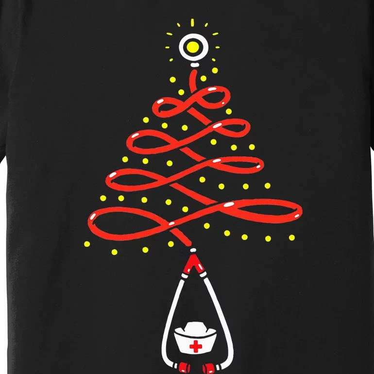 Stethoscope Christmas Tree Nurse Christmas Scrub Xmas Premium T-Shirt