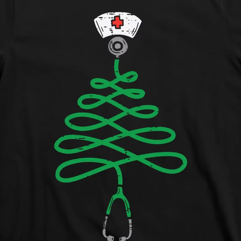 Stethoscope Christmas Tree Nurse Christmas Scrub Top Xmas T-Shirt