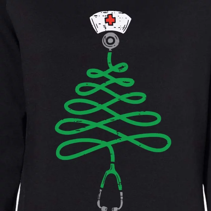 Stethoscope Christmas Tree Nurse Christmas Scrub Top Xmas Womens California Wash Sweatshirt