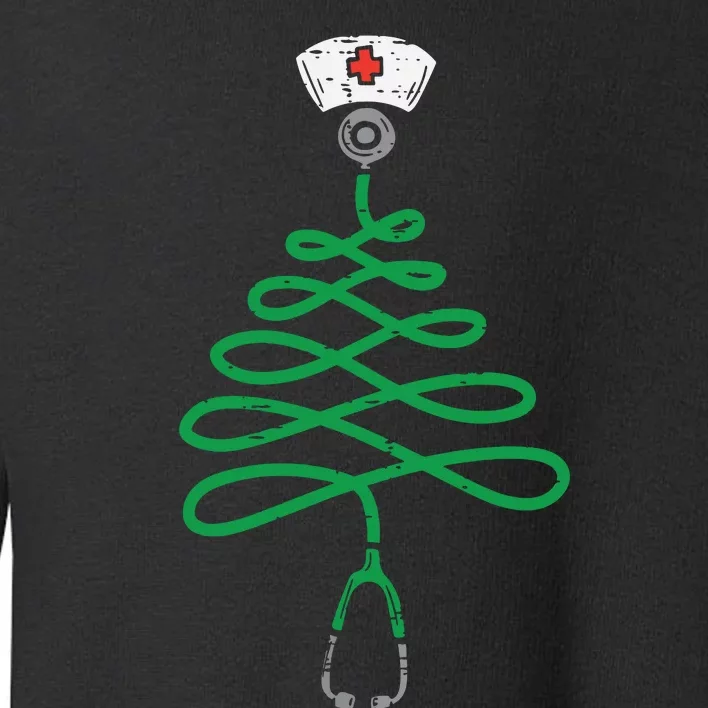 Stethoscope Christmas Tree Nurse Christmas Scrub Top Xmas Toddler Sweatshirt