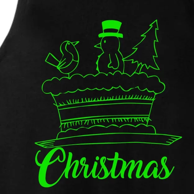 Snow Christmas Tree Birdie! Let It Snow! Oh What Fun! Gift Ladies Tri-Blend Wicking Tank