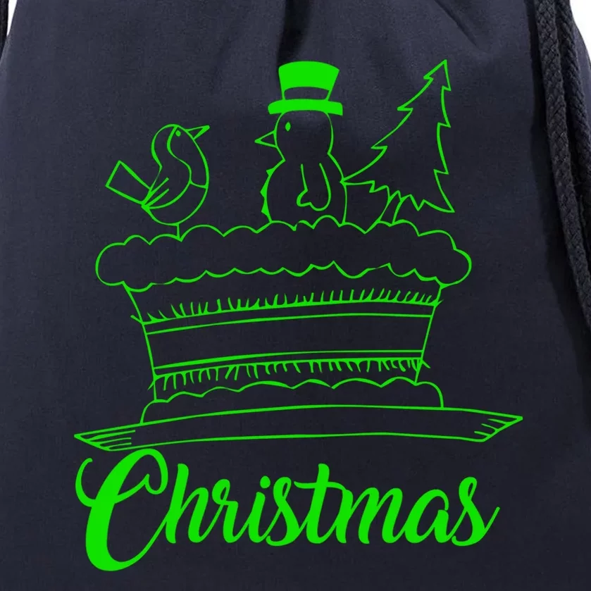 Snow Christmas Tree Birdie! Let It Snow! Oh What Fun! Gift Drawstring Bag