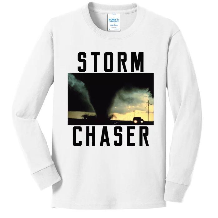 Storm Chaser Tornado Picture Weather Meteorologist Kids Long Sleeve Shirt