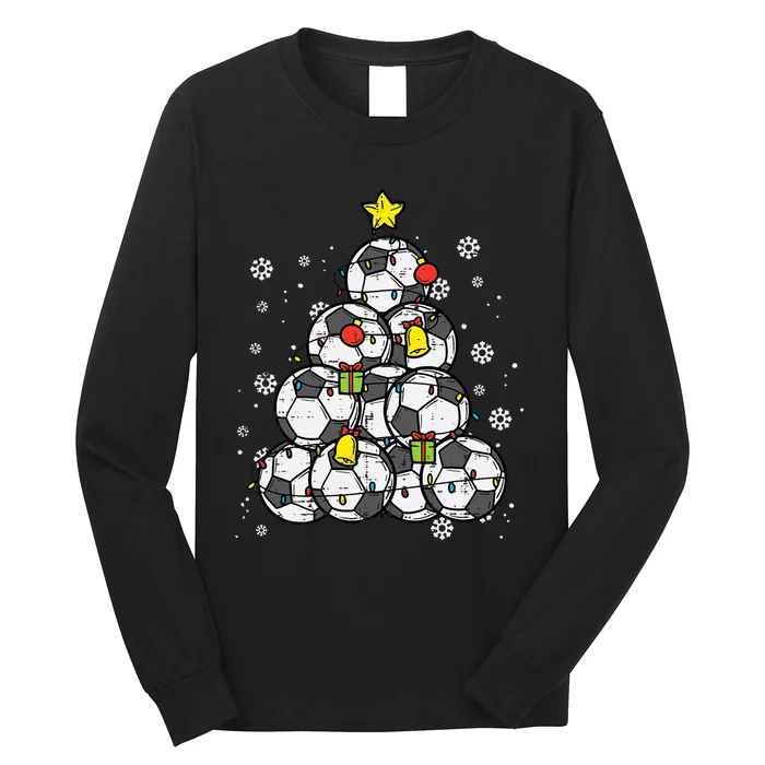 Soccer Christmas Tree Ornament Long Sleeve Shirt